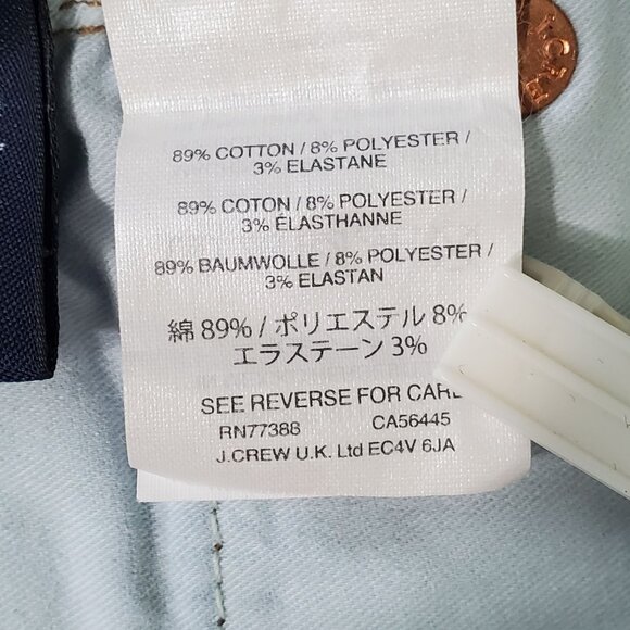 J Crew Size 31 Jeans Toothpick Distressed Mid Rise Skinny Stretch Denim Raw Hem - Picture 8 of 14